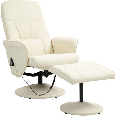 Homcom Poltrona massaggiante con poggiapiedi, Sedia ergonomica con 10 punti vibrazione, Ecopelle, 76 x 81 x 105 cm, Bianco crema Homcom Poltrona massaggiante con poggiapiedi, Sedia ergonomica con 10 punti vibrazione, Ecopelle, 76 x 81 x 105 cm, Bianco crema
