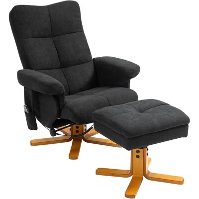 Homcom Poltrona Massaggiante con Funzione Sdraiata e Poggiapiedi, Inclinazione a 145°, Poliestere, 80 x 86 x 99 cm, Nero Homcom Poltrona Massaggiante con Funzione Sdraiata e Poggiapiedi, Inclinazione a 145°, Poliestere, 80 x 86 x 99 cm, Nero