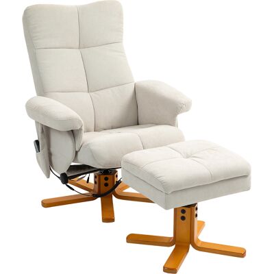 Homcom Poltrona massaggiante con poggiapiedi reclinabile a 145°, in poliestere, 80 x 86 x 99 cm, Avorio Homcom Poltrona massaggiante con poggiapiedi reclinabile a 145°, in poliestere, 80 x 86 x 99 cm, Avorio