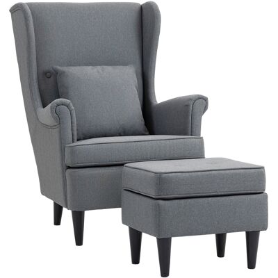 Homcom Poltrona per Salotto in Tessuto con Pouf Poggiapiedi, Schienale Alto e Cuscino, 75x83x104 cm, Grigio Aosom Italy Homcom Poltrona per Salotto in Tessuto con Pouf Poggiapiedi, Schienale Alto e Cuscino, 75x83x104 cm, Grigio Aosom Italy