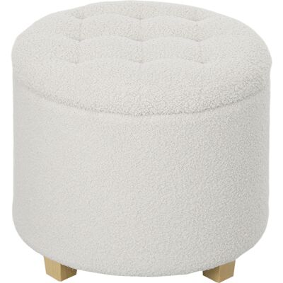 Homcom Pouf contenitore, sgabello rotondo, pouf poggiapiedi in tessuto bouclette, capacità 120 Kg, Ø 45 x 41 cm, bianco Aosom Italy Homcom Pouf contenitore, sgabello rotondo, pouf poggiapiedi in tessuto bouclette, capacità 120 Kg, Ø 45 x 41 cm, bianco Aosom Italy
