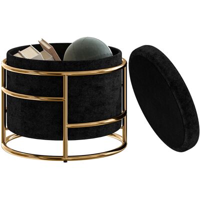 Homcom Pouf con Spazio di Archiviazione, Pouf Imbottito, Telaio in Metallo, Dorato, Nero Aosom Italy Homcom Pouf con Spazio di Archiviazione, Pouf Imbottito, Telaio in Metallo, Dorato, Nero Aosom Italy