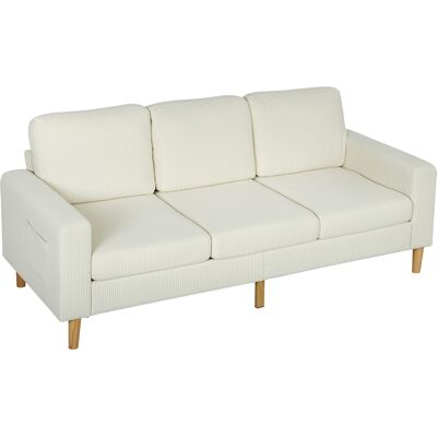Homcom Divano 3 posti in velluto a coste, con cuscini a molle e imbottitura, 192x80x84,5cm, beige Aosom Italy Homcom Divano 3 posti in velluto a coste, con cuscini a molle e imbottitura, 192x80x84,5cm, beige Aosom Italy