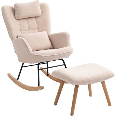 Homcom Poltrona a Dondolo con Poggapiedi, Rivestimento in Morbido Pile, Gambe in Legno, Cuscino, Schienale Alto, Sedia a Dondolo, Beige Aosom Italy Homcom Poltrona a Dondolo con Poggapiedi, Rivestimento in Morbido Pile, Gambe in Legno, Cuscino, Schienale Alto, Sedia a Dondolo, Beige Aosom Italy