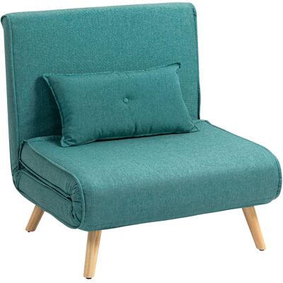 Homcom Poltrona convertibile 1 posto divano letto clic-clac 4 in 1 con supporto regolabile in 5 posizioni, cuscino incluso, verde Aosom Italy Homcom Poltrona convertibile 1 posto divano letto clic-clac 4 in 1 con supporto regolabile in 5 posizioni, cuscino incluso, verde Aosom Italy