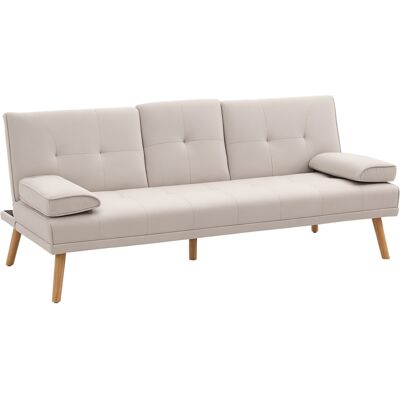 HOMCOM - Divano Letto 3 Posti Reclinabile - Beige - Sofa Bed HOMCOM - Divano Letto 3 Posti Reclinabile - Beige - Sofa Bed