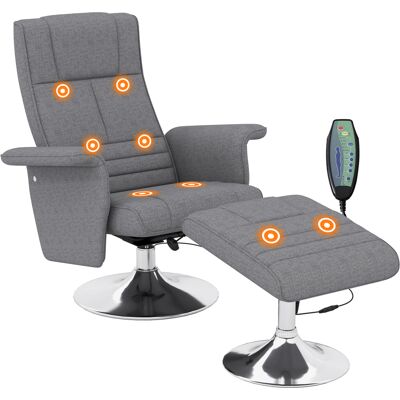 Homcom Poltrona Massaggiante e Reclinabile con Poggiapiedi, in Tessuto Effetto Lino, 78x90x93 cm, Grigio Scuro Aosom Italy Homcom Poltrona Massaggiante e Reclinabile con Poggiapiedi, in Tessuto Effetto Lino, 78x90x93 cm, Grigio Scuro Aosom Italy