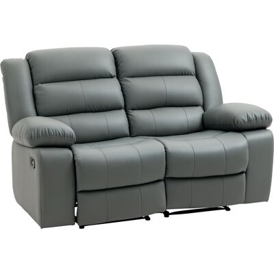 Homcom Divano 2 Posti Reclinabile di 135° e Imbottito con Schienale Diviso e Poggiapiedi Incluso, in Pelle PVC e Acciaio, 168x93x102 cm, Grigio Aosom Homcom Divano 2 Posti Reclinabile di 135° e Imbottito con Schienale Diviso e Poggiapiedi Incluso, in Pelle PVC e Acciaio, 168x93x102 cm, Grigio Aosom
