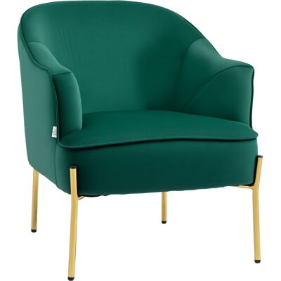 Homcom Poltrona con Gambe in Acciaio, Sedia da Letto in Tessuto Effetto Velluto, 62x69x75 cm, Verde Aosom Italy Homcom Poltrona con Gambe in Acciaio, Sedia da Letto in Tessuto Effetto Velluto, 62x69x75 cm, Verde Aosom Italy