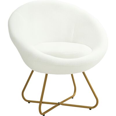 Poltrona HOMCOM in Pelliccia Sintetica con Gambe in Metallo - 75x66x79 cm - Bianco Poltrona HOMCOM in Pelliccia Sintetica con Gambe in Metallo - 75x66x79 cm - Bianco