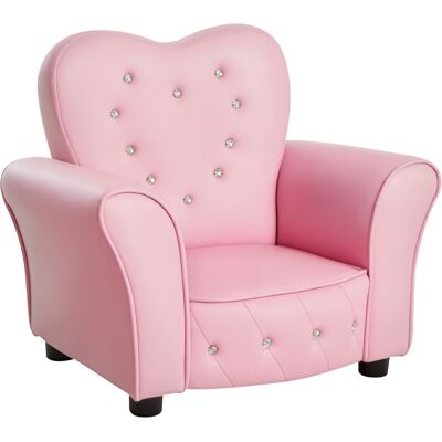 Homcom Poltroncina per Bambini Imbottita, Poltrona per cameretta con Rivestimento in PVC e Struttura in Legno, 59x41.5x49cm, Rosa Aosom Homcom Poltroncina per Bambini Imbottita, Poltrona per cameretta con Rivestimento in PVC e Struttura in Legno, 59x41.5x49cm, Rosa Aosom