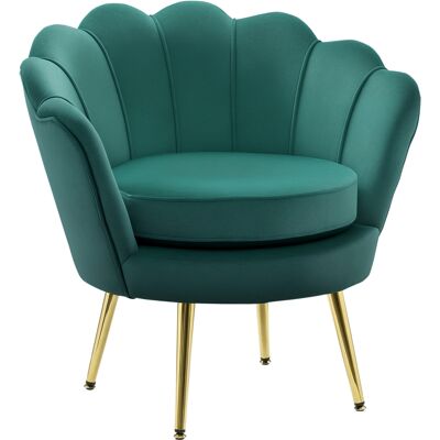 Homcom Poltroncina Vintage in Velluto con Gambe in Metallo Dorato, Poltrona a Conchiglia per Soggiorno, Reception o Ufficio, 76x67x74cm, Verde Aosom Homcom Poltroncina Vintage in Velluto con Gambe in Metallo Dorato, Poltrona a Conchiglia per Soggiorno, Reception o Ufficio, 76x67x74cm, Verde Aosom