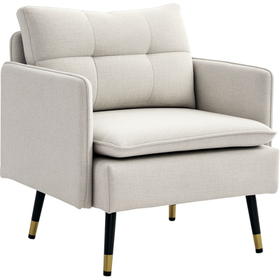 Homcom Poltrona da Salotto Moderna Rivestita in Lino con Braccioli Imbottiti e Gambe in Acciaio 76x68x80 cm Crema Aosom Italy Homcom Poltrona da Salotto Moderna Rivestita in Lino con Braccioli Imbottiti e Gambe in Acciaio 76x68x80 cm Crema Aosom Italy