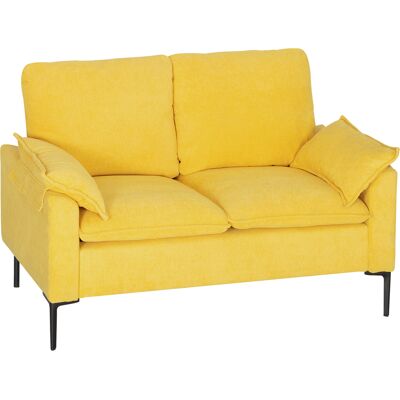 Homcom Divano 2 Posti Moderno con Cuscini e Rivestimento in Tessuto Spugna, 130x77x84 cm, Giallo Aosom Italy Homcom Divano 2 Posti Moderno con Cuscini e Rivestimento in Tessuto Spugna, 130x77x84 cm, Giallo Aosom Italy