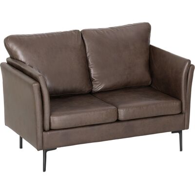 Homcom Divano Moderno 2 Posti con Imbottitura Spessa, in Pelle Traspirante E Gambe in Metallo, 137x72x88 cm, Marrone Scuro Aosom Italy Homcom Divano Moderno 2 Posti con Imbottitura Spessa, in Pelle Traspirante E Gambe in Metallo, 137x72x88 cm, Marrone Scuro Aosom Italy