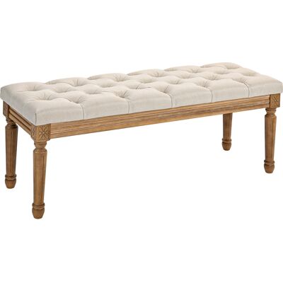 Homcom Panca Imbottita Fondoletto con Seduta Trapuntata a Bottoni in Tessuto e Legno, 120x41x48 cm, Crema Aosom Italy Homcom Panca Imbottita Fondoletto con Seduta Trapuntata a Bottoni in Tessuto e Legno, 120x41x48 cm, Crema Aosom Italy