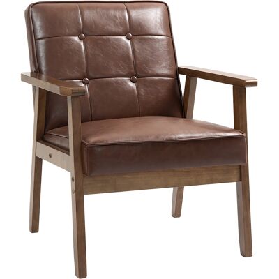 Homcom Poltrona in pelle sintetica, schienale capitonné, gambe in legno massiccio, 64x66x80cm, marrone Aosom Italy Homcom Poltrona in pelle sintetica, schienale capitonné, gambe in legno massiccio, 64x66x80cm, marrone Aosom Italy