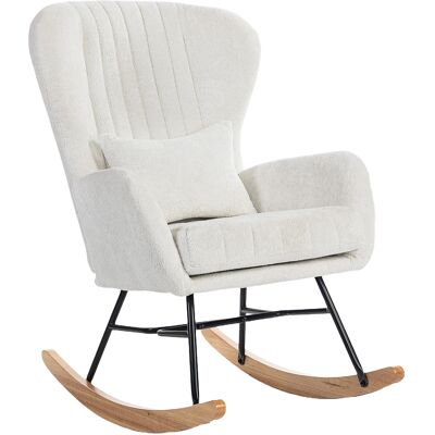 Homcom Poltrona a dondolo, sedia a dondolo con cuscino, seduta imbottita, schienale alto, 67 x 88 x 104 cm, bianco Aosom Italy Homcom Poltrona a dondolo, sedia a dondolo con cuscino, seduta imbottita, schienale alto, 67 x 88 x 104 cm, bianco Aosom Italy