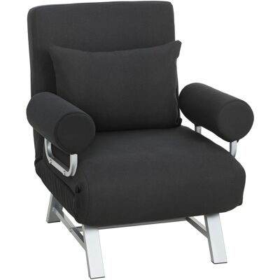 Homcom Poltrona letto, reclinabile, con Cuscini lombari e braccioli, Piedi in metallo, rivestimento in tessuto effetto Lino, Nero Aosom Italy Homcom Poltrona letto, reclinabile, con Cuscini lombari e braccioli, Piedi in metallo, rivestimento in tessuto effetto Lino, Nero Aosom Italy