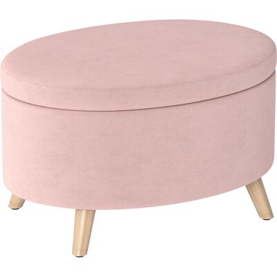 Homcom Pouf Contenitore Ovale Rivestito in Velluto con Gambe in Legno Massiccio 71x51,5x42 cm Rosa Chiaro Aosom Italy Homcom Pouf Contenitore Ovale Rivestito in Velluto con Gambe in Legno Massiccio 71x51,5x42 cm Rosa Chiaro Aosom Italy