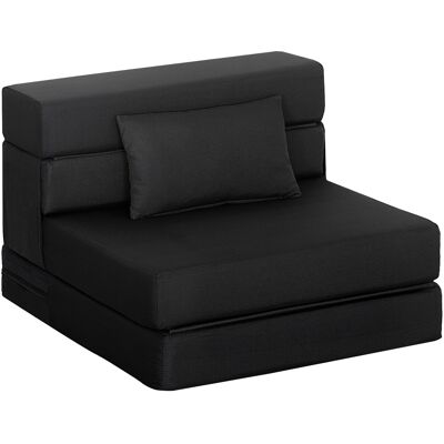 Homcom Poltrona convertibile 1 posto poltrona-letto pieghevole, cuscino incluso, per ospiti, soggiorno, piccoli spazi, portata 120 kg, nero Aosom Italy Homcom Poltrona convertibile 1 posto poltrona-letto pieghevole, cuscino incluso, per ospiti, soggiorno, piccoli spazi, portata 120 kg, nero Aosom Italy