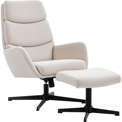 Homcom Poltrona imbottita con poggiapiedi, poltrona lounge con schienale alto, base metallica, per soggiorno, camera da letto, Beige Aosom Italy Homcom Poltrona imbottita con poggiapiedi, poltrona lounge con schienale alto, base metallica, per soggiorno, camera da letto, Beige Aosom Italy