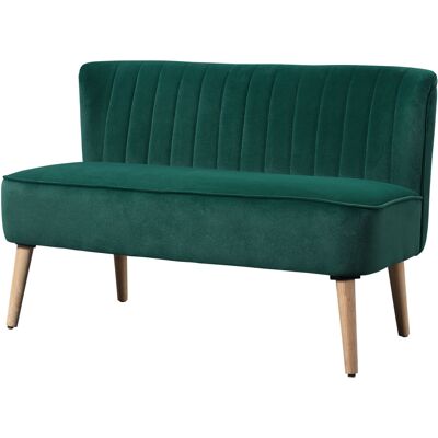 Homcom Divano design retrò 2 posti, gambe in legno, 117 cm x 56,5 cm x 77 cm, Verde scuro Aosom Italy Homcom Divano design retrò 2 posti, gambe in legno, 117 cm x 56,5 cm x 77 cm, Verde scuro Aosom Italy