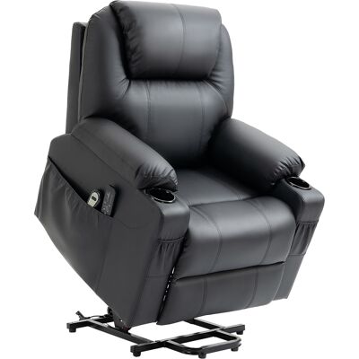 Homcom Poltrona Alzapersona Reclinabile max 135° con 8 Punti Massaggianti e Poggiapiedi, 88x92x106 cm, Nero Aosom Homcom Poltrona Alzapersona Reclinabile max 135° con 8 Punti Massaggianti e Poggiapiedi, 88x92x106 cm, Nero Aosom