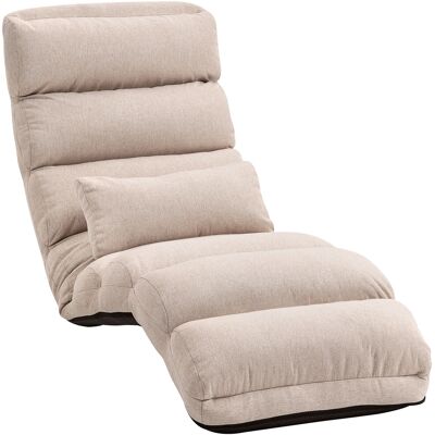 Homcom Poltrona letto singola con schienale e poggiatesta regolabili in 5 posizioni, 58x119x78 cm, beige Aosom Italy Homcom Poltrona letto singola con schienale e poggiatesta regolabili in 5 posizioni, 58x119x78 cm, beige Aosom Italy