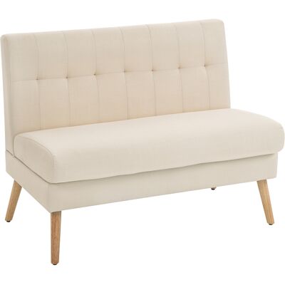 Homcom Divano 2 posti, schienale capitonné, gambe in legno, imbottitura spessa, effetto lino, per spazi ridotti, beige Aosom Italy Homcom Divano 2 posti, schienale capitonné, gambe in legno, imbottitura spessa, effetto lino, per spazi ridotti, beige Aosom Italy