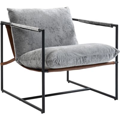 Homcom Poltrona da salotto, imbottita in velluto, seduta ampia e struttura in acciaio, 77x91x80cm, Grigio Aosom Italy Homcom Poltrona da salotto, imbottita in velluto, seduta ampia e struttura in acciaio, 77x91x80cm, Grigio Aosom Italy