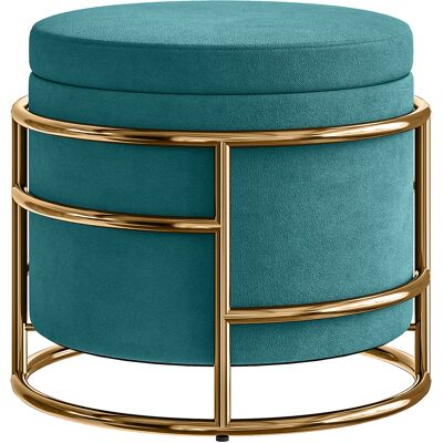 Homcom Pouf Contenitore Rotondo in Velluto con Vano da 24L e Coperchio Rimovibile, Ø42x39 cm, Verde Aosom Italy Homcom Pouf Contenitore Rotondo in Velluto con Vano da 24L e Coperchio Rimovibile, Ø42x39 cm, Verde Aosom Italy