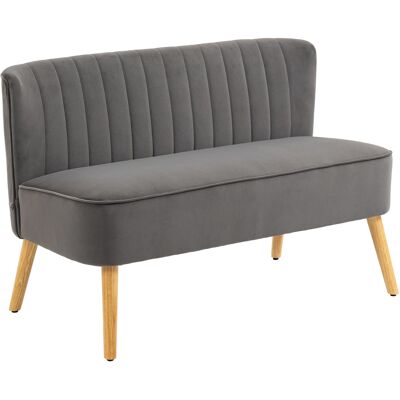 Homcom Divano Retrodesign a 2 Posti con Gambe in Legno, 117x56,5x77 cm, Grigio Scuro Aosom Italy Homcom Divano Retrodesign a 2 Posti con Gambe in Legno, 117x56,5x77 cm, Grigio Scuro Aosom Italy
