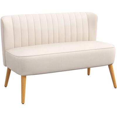 Homcom Divano design retrò 2 posti, gambe in legno, 117 cm x 56,5 cm x 77 cm, bianco crema Aosom Italy Homcom Divano design retrò 2 posti, gambe in legno, 117 cm x 56,5 cm x 77 cm, bianco crema Aosom Italy