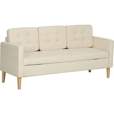 Homcom Divano 3 posti in flanella effetto neve, divano moderno con scomparto nascosto, schienale capitonné, 166,5 x 62 x 82 cm, crema Aosom Italy Homcom Divano 3 posti in flanella effetto neve, divano moderno con scomparto nascosto, schienale capitonné, 166,5 x 62 x 82 cm, crema Aosom Italy