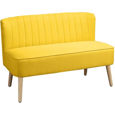 Homcom Divano 2 Posti in Tessuto Effetto Lino Senza Braccioli con Gambe in Legno, 117x56.5x77 cm, Giallo Aosom Italy Homcom Divano 2 Posti in Tessuto Effetto Lino Senza Braccioli con Gambe in Legno, 117x56.5x77 cm, Giallo Aosom Italy