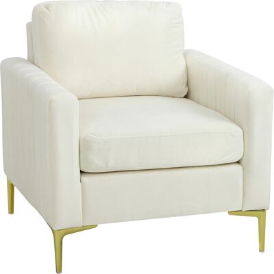 Homcom Poltrona da Salotto Rivestita in Velluto, Imbottitura Spessa, Seduta Larga, Braccioli, Cuscino 81x77x81 cm Crema Aosom Italy Homcom Poltrona da Salotto Rivestita in Velluto, Imbottitura Spessa, Seduta Larga, Braccioli, Cuscino 81x77x81 cm Crema Aosom Italy