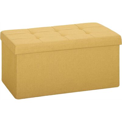Homcom Pouf Contenitore, Panca Contenitore Pieghevole 84 L 76x38x38 cm Rivestimento in Lino Sintetico Giallo Aosom Italy Homcom Pouf Contenitore, Panca Contenitore Pieghevole 84 L 76x38x38 cm Rivestimento in Lino Sintetico Giallo Aosom Italy