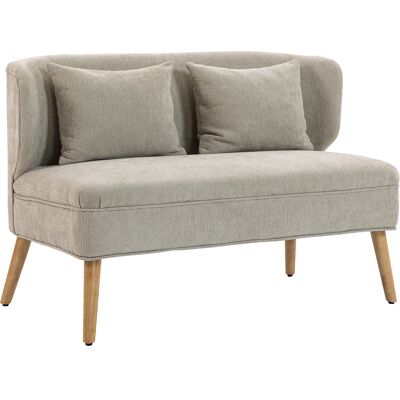 Homcom Divano 2 posti, piccolo divano in chenille con schienale a ali, seduta spessa, piedi in legno di caucciù, Beige Aosom Italy Homcom Divano 2 posti, piccolo divano in chenille con schienale a ali, seduta spessa, piedi in legno di caucciù, Beige Aosom Italy