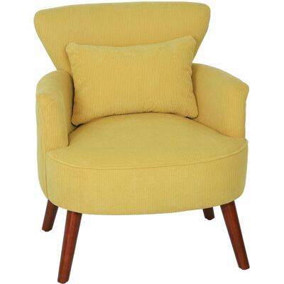 Homcom Poltrona Moderna con braccioli e cuscino lombare, Sedia imbottita con gambe in legno di caucciù, 69x69,5x78 cm, Giallo Aosom Italy Homcom Poltrona Moderna con braccioli e cuscino lombare, Sedia imbottita con gambe in legno di caucciù, 69x69,5x78 cm, Giallo Aosom Italy