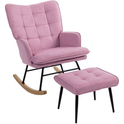 Homcom Poltrona a Dondolo con Poggiapiedi con Cuscino Imbottito Braccioli Schienale Alto Gambe in Legno Portata 130 kg Rosa Aosom Italy Homcom Poltrona a Dondolo con Poggiapiedi con Cuscino Imbottito Braccioli Schienale Alto Gambe in Legno Portata 130 kg Rosa Aosom Italy