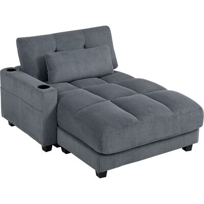 Homcom Divano-letto con cuscini, schiuma, trasformabile in letto, portabicchiere, grigio Aosom Italy Homcom Divano-letto con cuscini, schiuma, trasformabile in letto, portabicchiere, grigio Aosom Italy