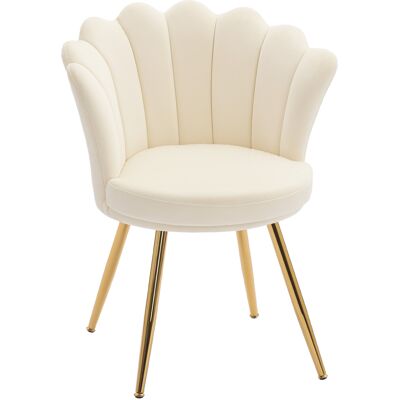 Homcom Poltroncina conchiglia sedia da coiffeuse poltroncina in velluto poltrona da salotto con piedi in metallo dorato beige Aosom Italy Homcom Poltroncina conchiglia sedia da coiffeuse poltroncina in velluto poltrona da salotto con piedi in metallo dorato beige Aosom Italy
