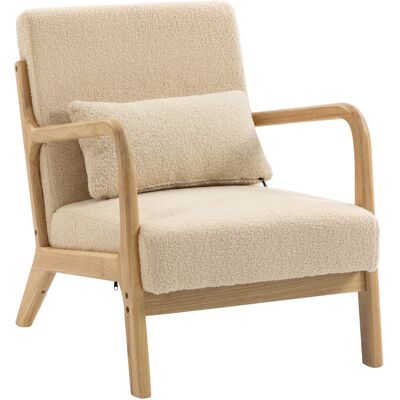 Homcom Poltrona lounge in velluto con 3 cuscini e struttura in hevea, Beige Aosom Italy Homcom Poltrona lounge in velluto con 3 cuscini e struttura in hevea, Beige Aosom Italy