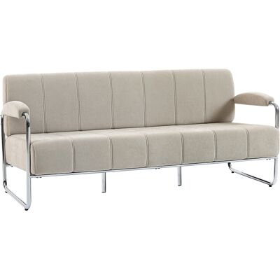 Homcom Divano 3 Posti Moderno Rivestito in Ciniglia Beige, in Acciaio, Spugna e Pannello Multistrato, 174x75x76 cm Aosom Italy Homcom Divano 3 Posti Moderno Rivestito in Ciniglia Beige, in Acciaio, Spugna e Pannello Multistrato, 174x75x76 cm Aosom Italy