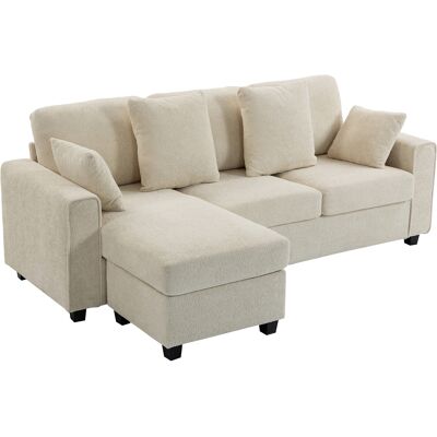 Homcom Divano angolare 3 posti con chaise longue reversibile e seduta profonda, Beige Aosom Italy Homcom Divano angolare 3 posti con chaise longue reversibile e seduta profonda, Beige Aosom Italy