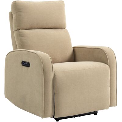 Homcom Poltrona Reclinabile Elettrica in Ciniglia con Poggiapiedi, Poggiatesta Regolabile e Prese, 80x93x103 cm, Beige Aosom Italy Homcom Poltrona Reclinabile Elettrica in Ciniglia con Poggiapiedi, Poggiatesta Regolabile e Prese, 80x93x103 cm, Beige Aosom Italy
