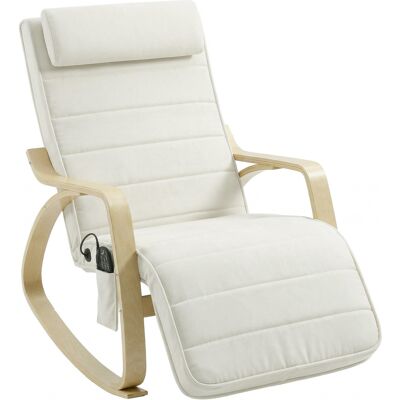 Homcom Poltrona a Dondolo con Massaggio e Riscaldamento, poggiatesta e poggiapiedi, Sedia con Rivestimento in Velluto, 67x106x92 cm, Bianco e Crema Aosom Italy Homcom Poltrona a Dondolo con Massaggio e Riscaldamento, poggiatesta e poggiapiedi, Sedia con Rivestimento in Velluto, 67x106x92 cm, Bianco e Crema Aosom Italy