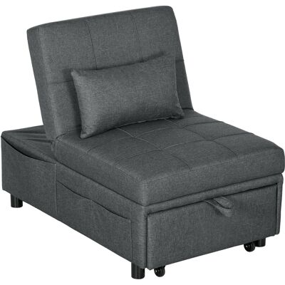 Homcom Poltrona Letto Singolo Poltroncina Reclinabile 4-in-1, Grigio Aosom Italy Homcom Poltrona Letto Singolo Poltroncina Reclinabile 4-in-1, Grigio Aosom Italy