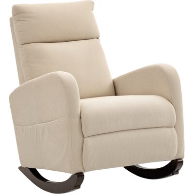 Homcom Sedia a dondolo imbottita in velluto a coste, Sedia con tasche laterali per soggiorno e camera da letto, 94x67x105 cm, Beige Aosom Italy Homcom Sedia a dondolo imbottita in velluto a coste, Sedia con tasche laterali per soggiorno e camera da letto, 94x67x105 cm, Beige Aosom Italy